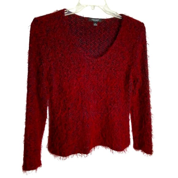 Karen Kane Lifestyle Red & Black Textured Long Sleeve Knit Sweater Size L Y2K - Picture 1 of 9